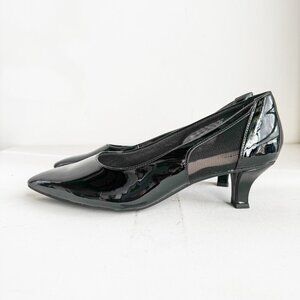 Clarks Patent Faux Leather Kitten Heel Black Heels 12W